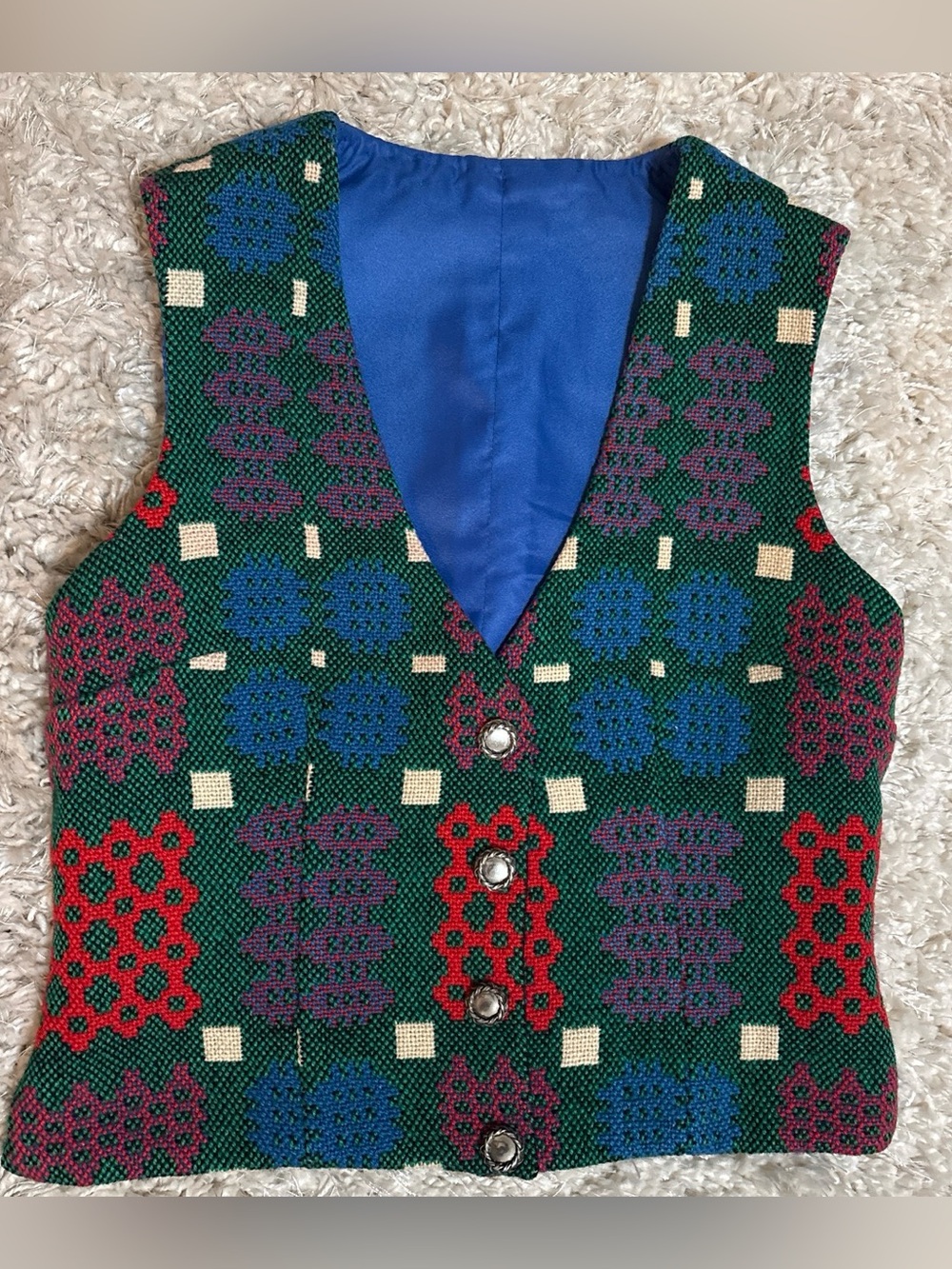 Vintage Wearable Art Italian Woven Wool Vest
